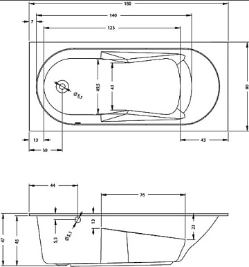 Акриловая ванна Riho Bathtubs Lazy 180x80 см, левая, B083001005