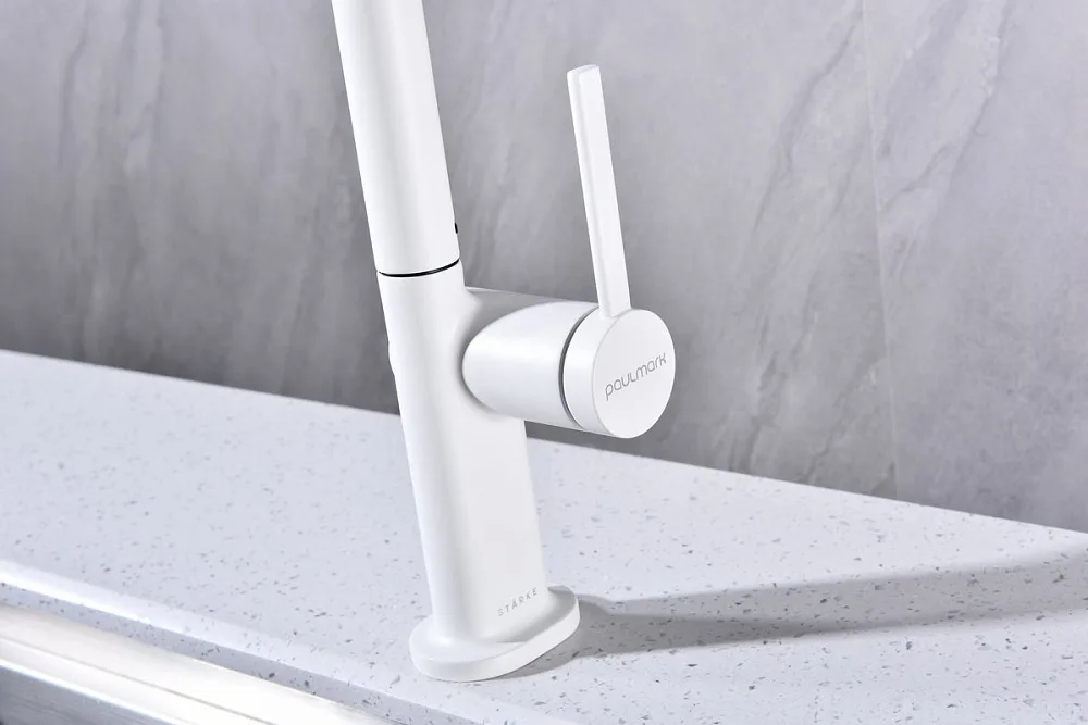 Смеситель для кухни Paulmark Neo Ne214419-WH, белый матовый Sancos — официальный сайт