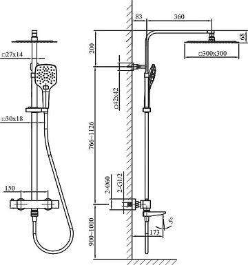 Душевая стойка AltroBagno Cascata 030401 Cr, хром