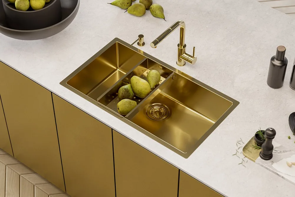 Смеситель для кухни Alveus Zeos 1136501 золото Sancos — официальный сайт