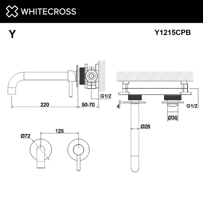 Смеситель для раковины WHITECROSS Y Y1215CPB С ВНУТРЕННЕЙ ЧАСТЬЮ, брашированная медь Sancos — Оригинал