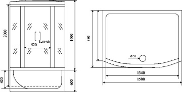 Душевая кабина Timo Standart T-6650SF Silver Fabric с высоким поддоном