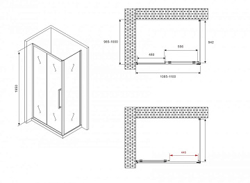 Душевой уголок Abber Schwarzer Diamant AG30110BMH-S100BM 110x100, профиль черный,  стекло матовое