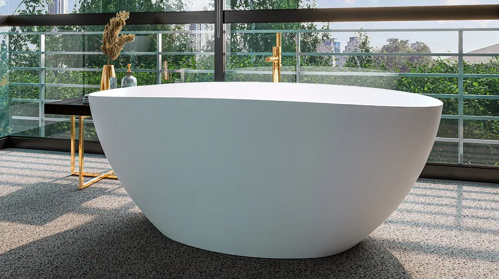 Ванна из искусственного камня WHITECROSS Onyx A 160x75 см, отдельностоящая, матовая белая, овальная, Sancos — официальный сайт