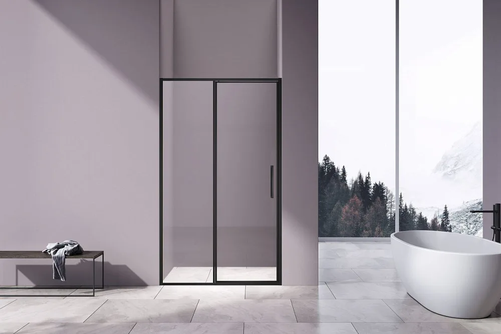 Душевая дверь Vincea Slim 8mm VDP-4SL120CLB, черный, стекло прозрачное Sancos — официальный сайт