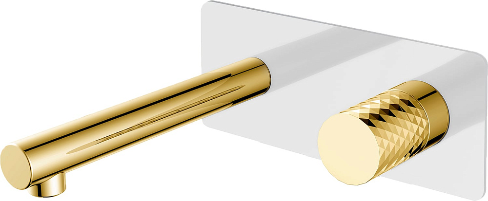 Смеситель для раковины Boheme Stick 125-WG С ВНУТРЕННЕЙ ЧАСТЬЮ, white, diamond gold