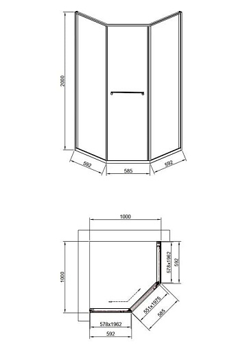 Душевой уголок Timo TTSS-100/17C-8L 100x100 см, профиль матовое золото, стекло прозрачное