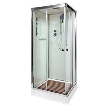 Душевая кабина DTO K409S 90х90, с электрикой, профиль хром, стекло прозрачное