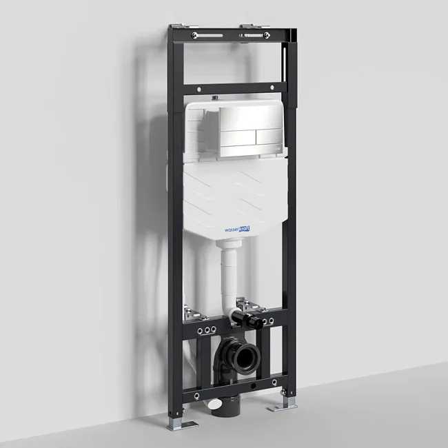Система инсталляции для унитазов Wasserkraft Alme 15TLT.010.ME.BN04, с кнопкой смыва никель Sancos — Оригинал
