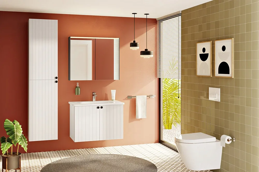 Зеркало-шкаф VitrA Core 80 с подсветкой, антрацит Sancos — официальный сайт