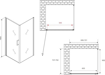 Душевой уголок Abber Sonnenstrand AG04070-S75 75x70, профиль хром, стекло прозрачное