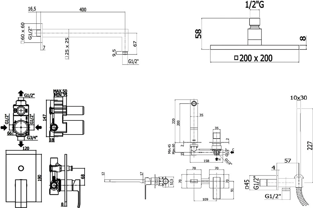 Комплект для ванной Paffoni Elle KITEL015CR105 С ВНУТРЕННЕЙ ЧАСТЬЮ, верхний душ 20 см, хром Sancos — официальный сайт