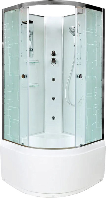 Душевая кабина DTO EM4510N с гидромассажем (100х100х208), высокий поддон (50 см), профиль хром, стек