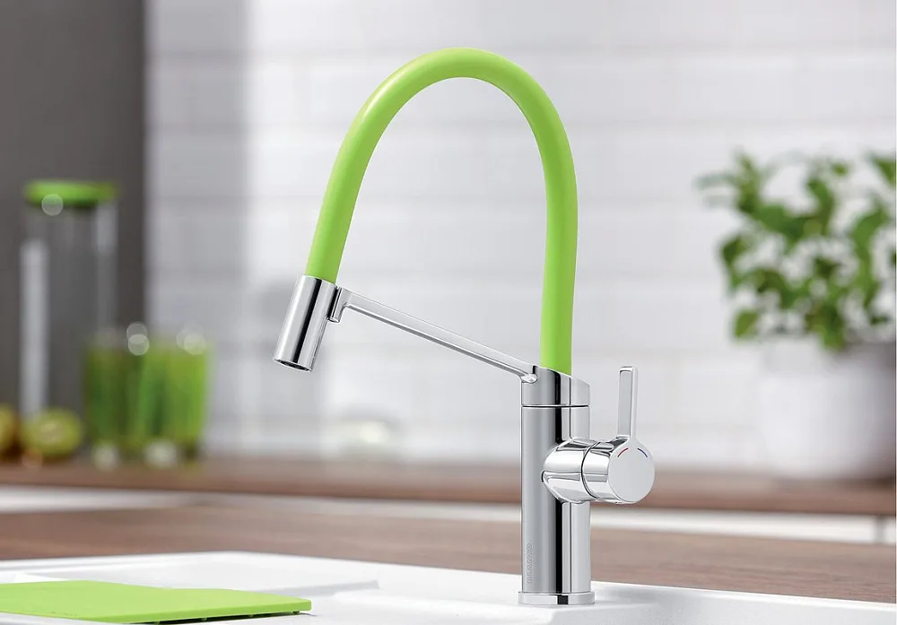 Смеситель для кухни Blanco Viu-S 524813 с гибким изливом, 4 цветных съемных шланга Sancos — официальный сайт
