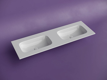 Мебельная раковина Ceramicanova Grace прямоугольная 141см с двумя чашами без отверстий под смеситель