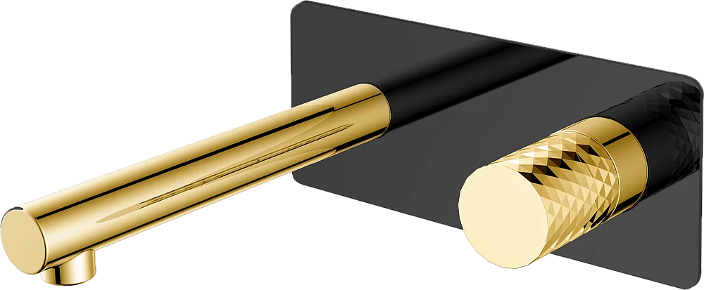 Смеситель для раковины Boheme Stick 125-BG С ВНУТРЕННЕЙ ЧАСТЬЮ, black, diamond gold Sancos — официальный сайт
