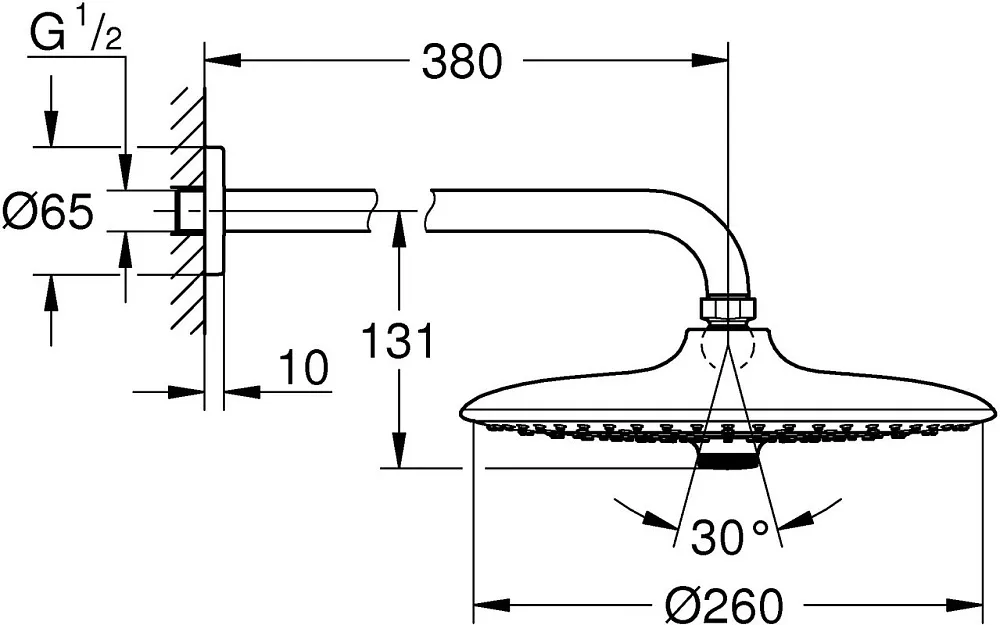 Верхний душ Grohe Euphoria 260 26458000 Sancos — официальный сайт