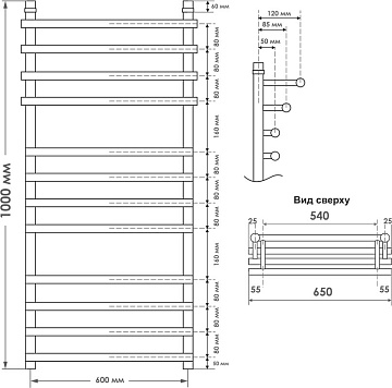 Полотенцесушитель водяной Indigo Just Shelf LJSHW100-60 серебристый