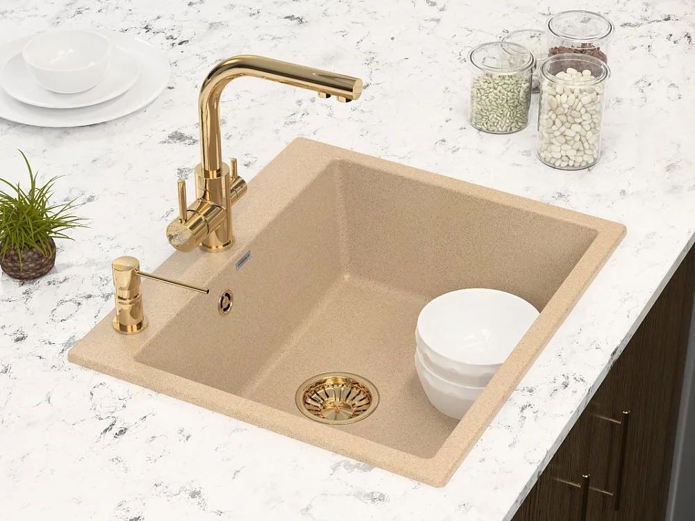Дозатор для кухонной мойки Paulmark Kraft D003-G золото Sancos — официальный сайт