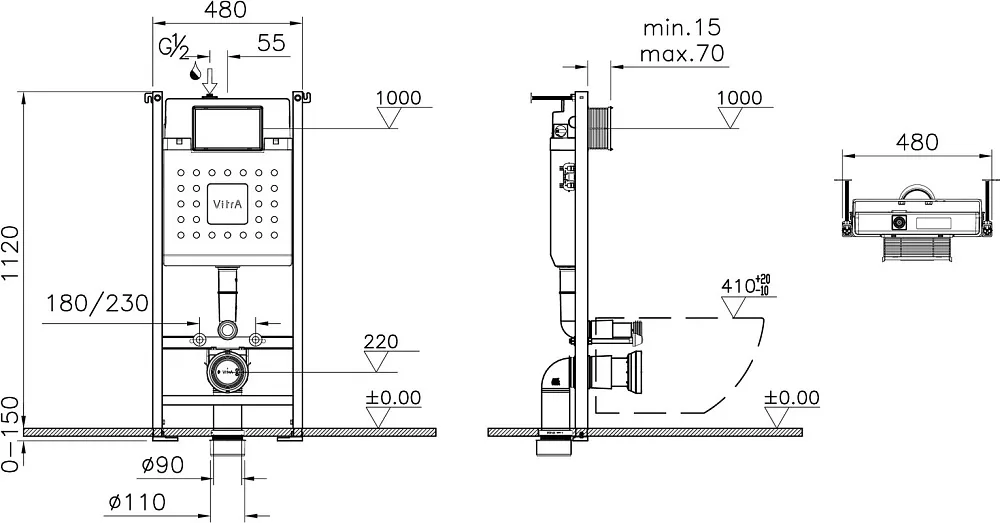 Система инсталляции для унитазов VitrA V-Fix Core 732-5800-01, с кнопкой смыва Loop 740-0780 хром Sancos — официальный сайт