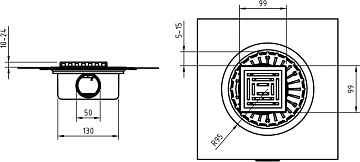 Душевой трап Berges Zentrum Antik 090364, 10x10 см, матовый хром