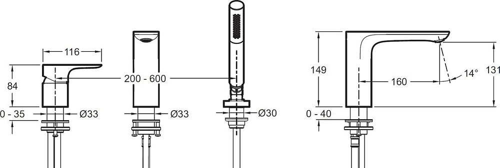 Смеситель на борт ванны Jacob Delafon Aleo+ E72330-CP