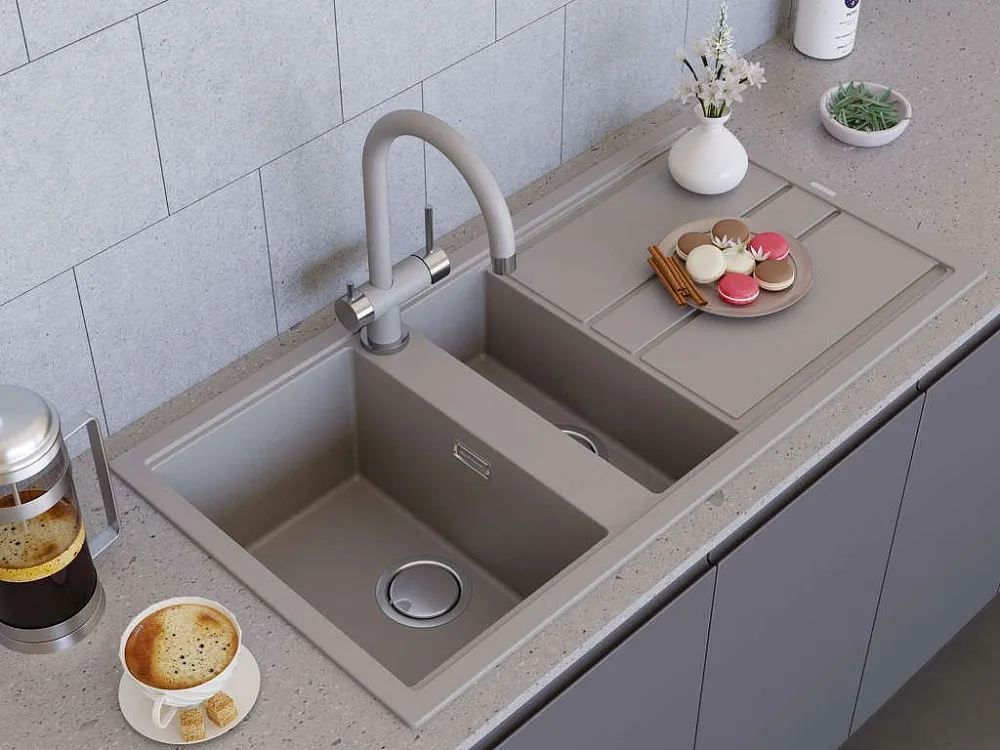Мойка кухонная Omoikiri Kitagawa 100-2-GR leningrad grey Sancos — официальный сайт