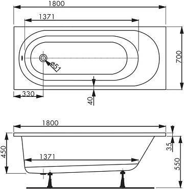 Акриловая ванна Vagnerplast Kasandra 180x70 см, VPBA187KAS2X-04