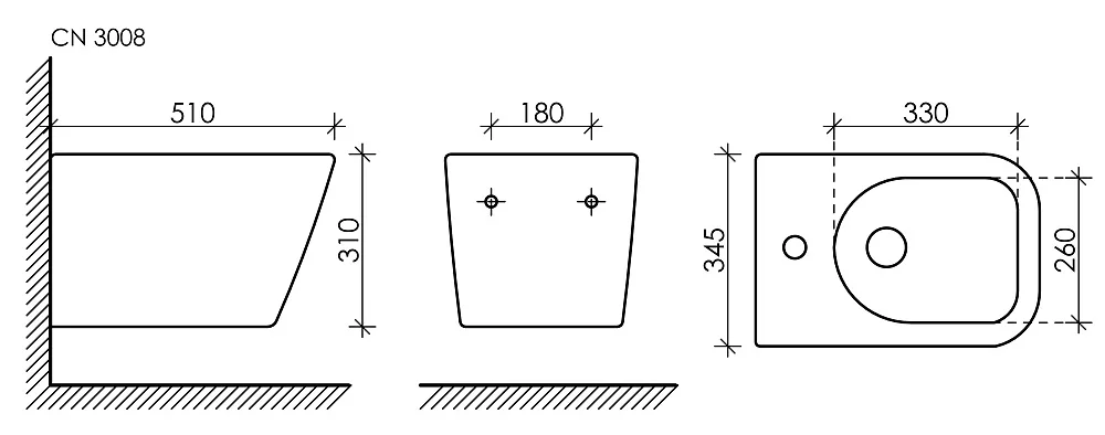 Биде подвесное Ceramicanova Metric CN3008MB Sancos — официальный сайт