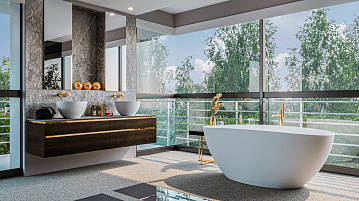 Ванна из искусственного камня WHITECROSS Onyx A 160x75 см, отдельностоящая, матовая белая, овальная,