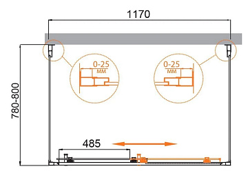 Душевой уголок Cezares Molveno AH 12 120+80 C Cr IV 120х80 см, профиль хром, стекло прозрачное