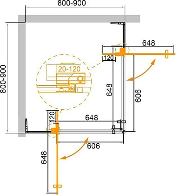 Душевой уголок Cezares Slider A 2 80/90 C Cr
