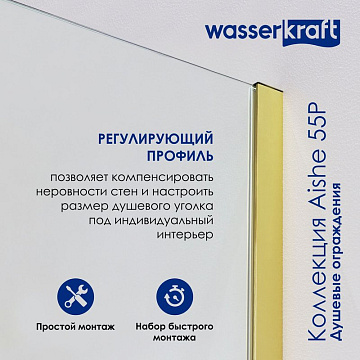 Душевой уголок Wasserkraft Aisch 55P10 120х100, профиль золотой матовый