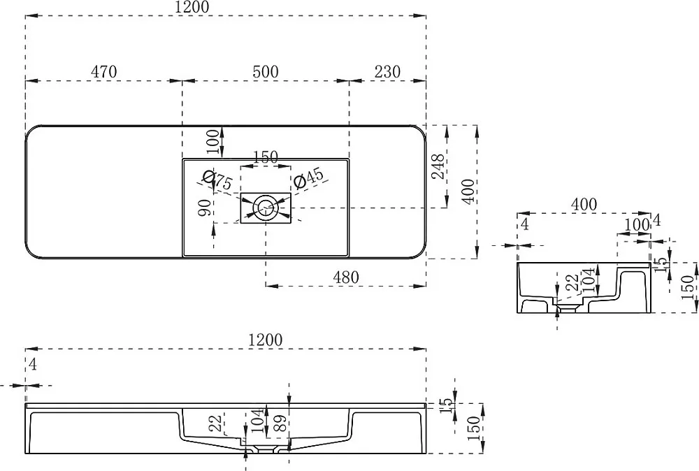 Раковина Vincea VWB-6S412MW 120 матовая белая Sancos — официальный сайт