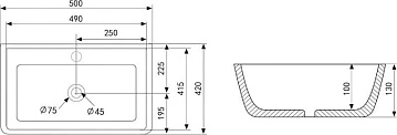 Накладная раковина Abber Rechteck AC2203MB матовая черная