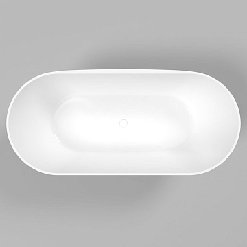 Ванна из искусственного камня WHITECROSS Coral X 170x75 см, отдельностоящая, белая, овальная, с донн