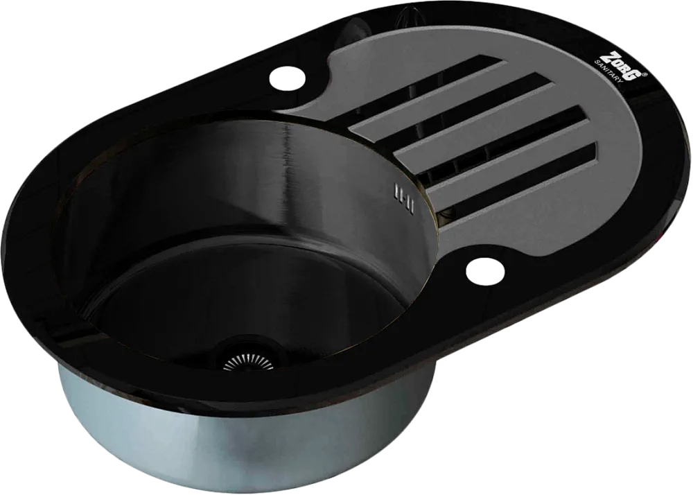 Мойка кухонная Zorg Inox Glass GL-7851-OV-BLACK-GRAFIT Sancos — официальный сайт