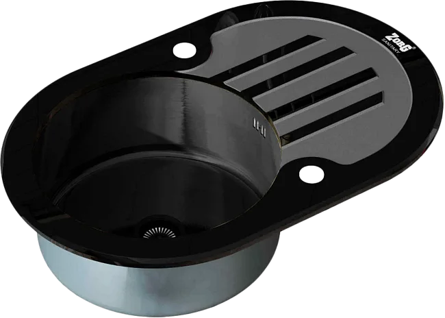 Мойка кухонная Zorg Inox Glass GL-7851-OV-BLACK-GRAFIT Sancos — Оригинал