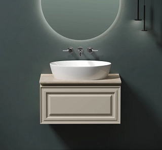 Тумба с раковиной Sancos Very 80 см, beige soft, столешница бежевая, раковина CN5018