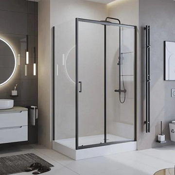 Душевой уголок BelBagno Uno 195 AH 1 120/80 C Nero профиль черный, стекло прозрачное
