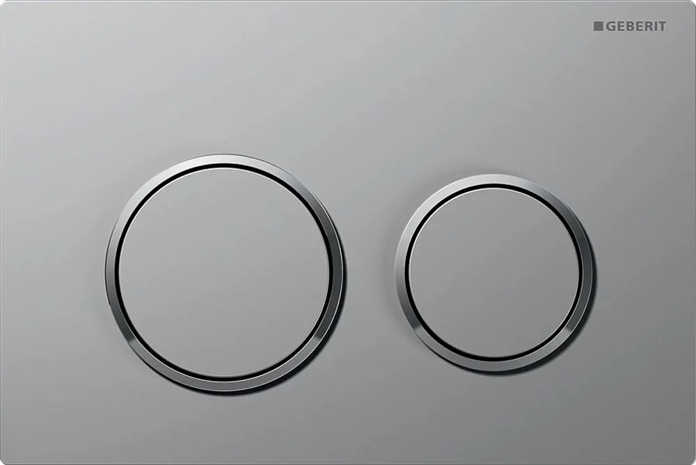 Кнопка смыва Geberit Omega 20 115.085.JQ.1 лакированная, матовый хром Sancos — официальный сайт