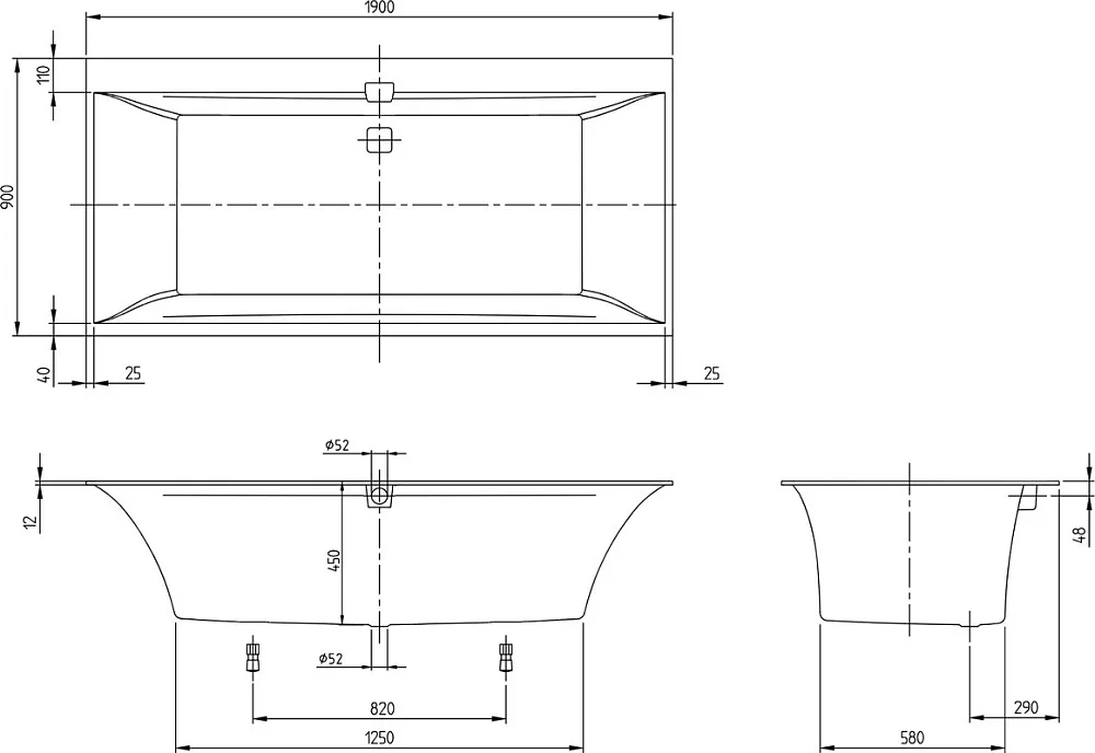 Акриловая ванна Villeroy & Boch Squaro Edge 12 UBQ190SQE2DV-01 190x90 см, встраиваемая, цвет альпийс Sancos — официальный сайт