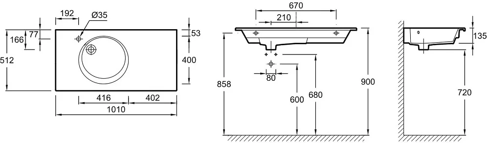 Мебельная раковина Jacob Delafon Odeon Rive Gauche EXAU112-Z-00 100 см Sancos — официальный сайт