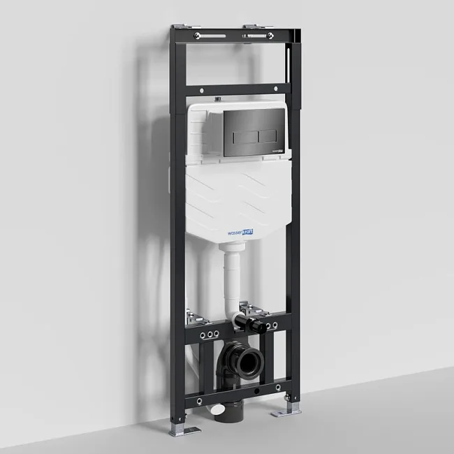 Система инсталляции для унитазов Wasserkraft Alme 15TLT.010.ME.PB03, с кнопкой смыва черной Sancos — Оригинал