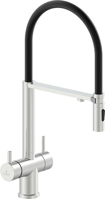 Смеситель для кухни AltroBagno Flusso 050201 Ni с гибким изливом, никель