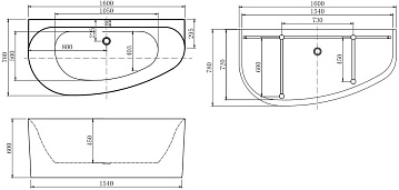 Асимметричная ванна Allen Brau Priority 5 160x80 см, белая матовая, правая, 2.31005.21B