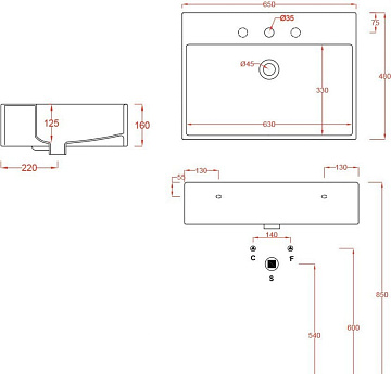 Накладная раковина ArtCeram Quadro Quadro QUL003 01 00