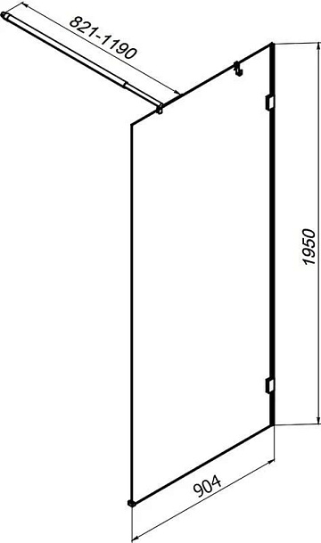 Душевая перегородка AM.PM X-Joy W94UWI-90-F1-BTE 90x195, фурнитура черная, стекло прозрачное