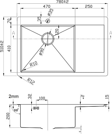 Мойка кухонная Zorg Light R 780510-L Grafit