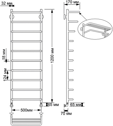 Полотенцесушитель водяной Secado Мерида 2 50x120, бронза